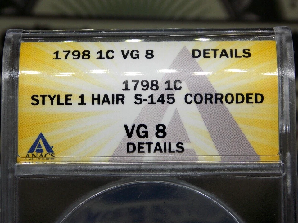 1798 Draped BUST Large Cent *STYLE 1* Hair S-145 1c ANACS VG8 Detail #443 ECC&C - Image 3 of 4