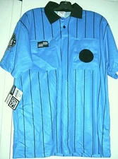 Official Sports Soccer Referee Jersey Short Sleeves Blue/Black Adult (XL) Only