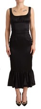 DOLCE & GABBANA Dress Black Silk Stretch Sheath Mermaid Midi IT40/US6/S $3000