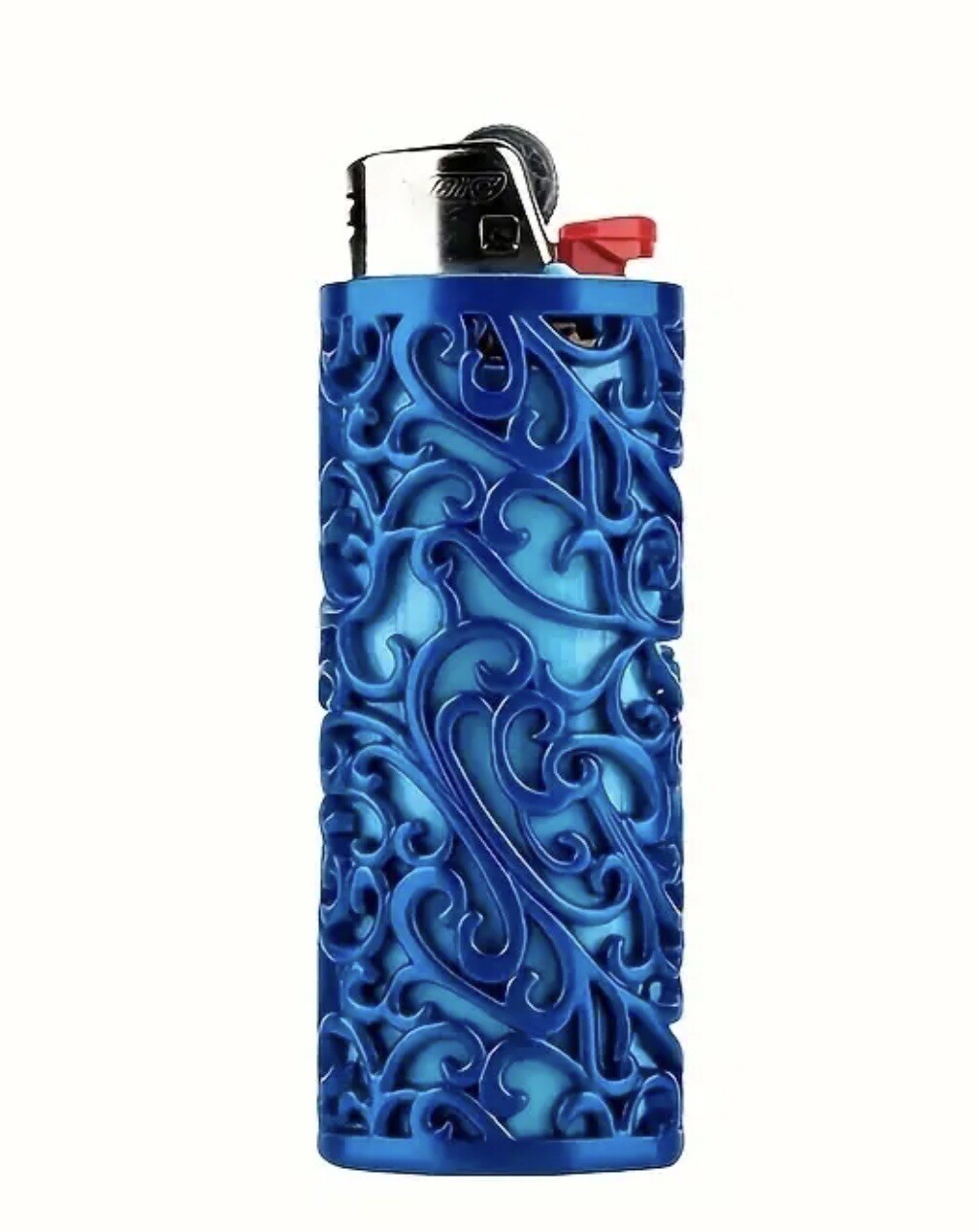New 1Pc Metal Hollow Pattern Lighter Cover for BIC J6 Lighter  Green