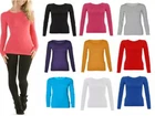 Ladies Long Sleeve T-Shirt Women Ladies Round Neck Plain Basic top New T shirt