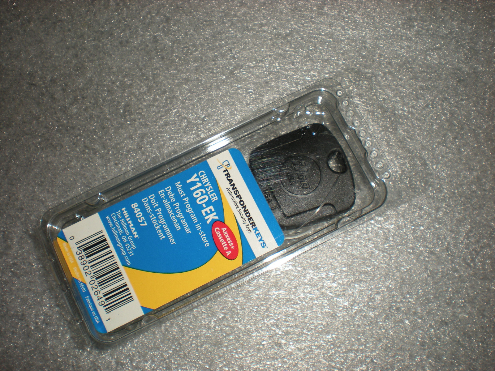 New Sealed Hillman 84057 Transponder Uncut Blank Key for Chrysler Y160-EK