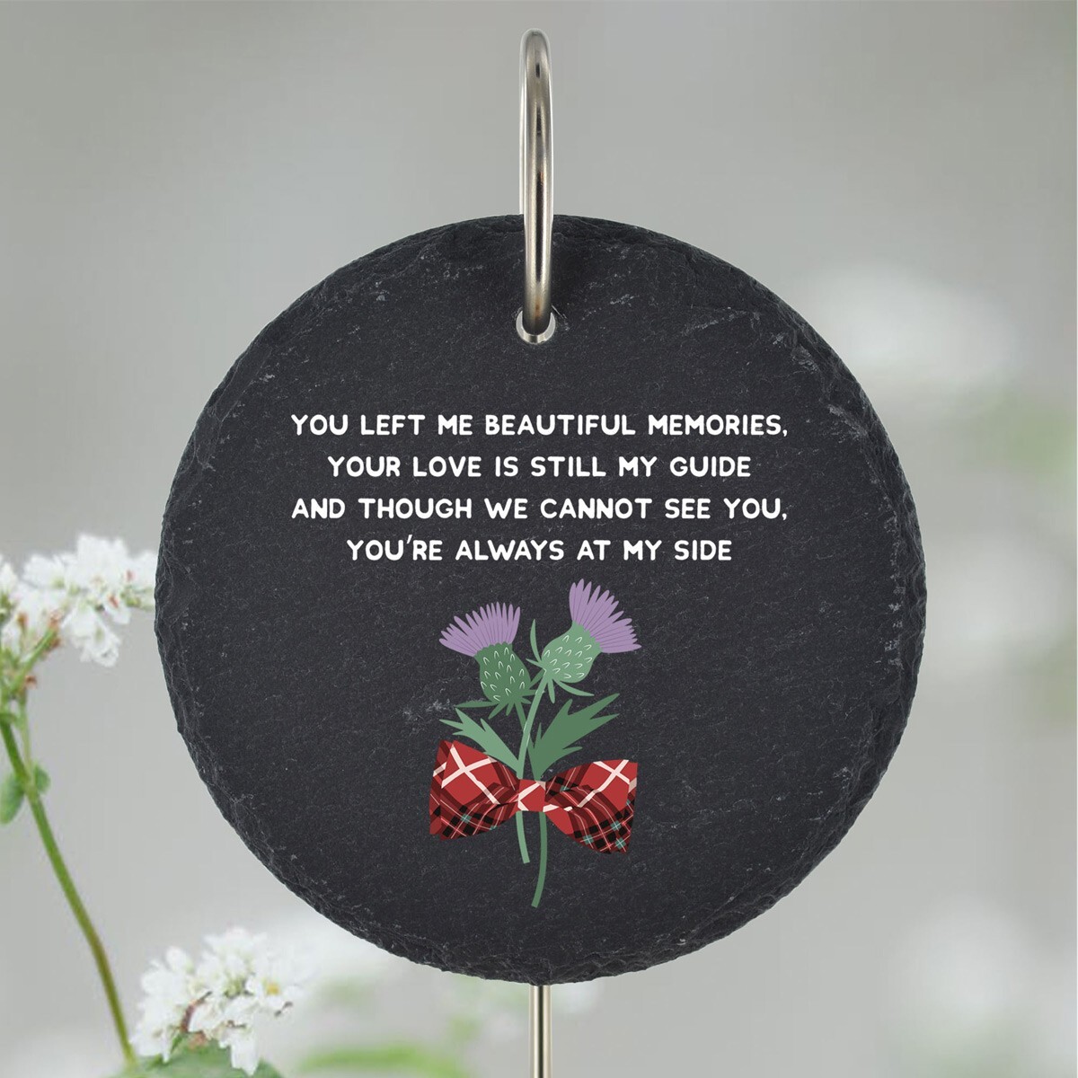 Thistle Grave Stick Marker Plaque Ornament Scottish Memorial Slate Graveside