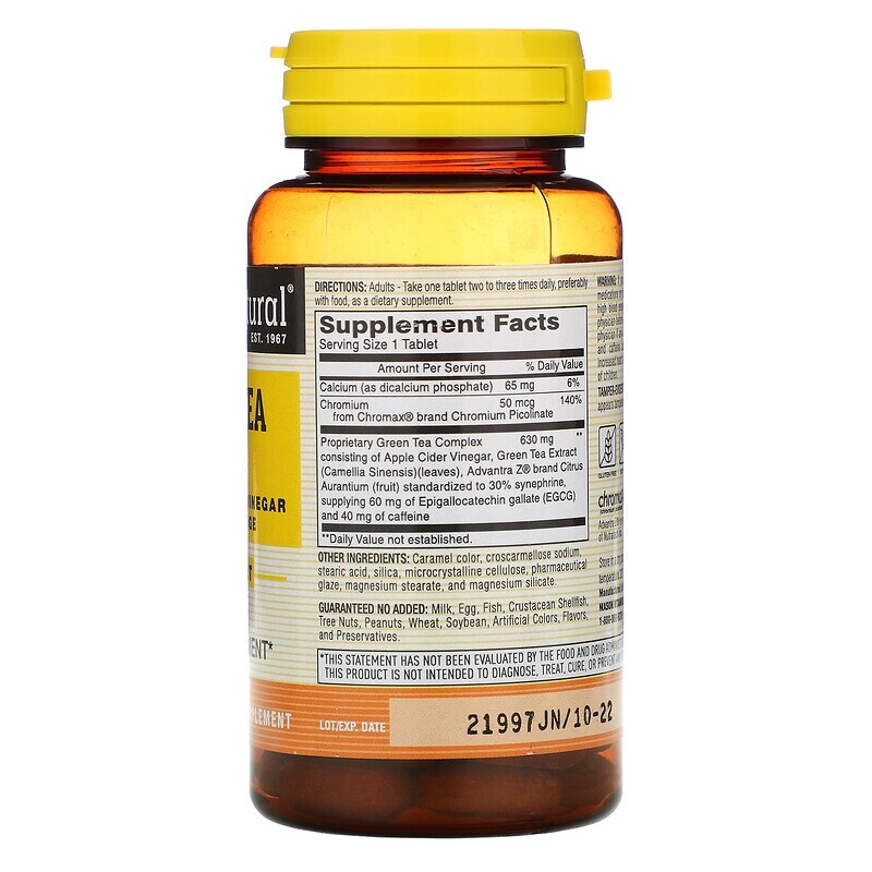 MASON NATURAL GREEN TEA SLIM Tabs &nbsp;enhances metabolism apple cider vinegar