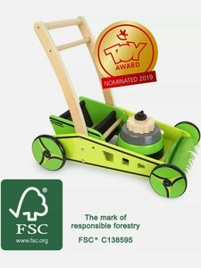 wooden lawn mower push toy