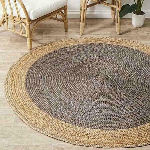 Rug 100 Natural Jute Braided Style 5x5 Feet Reversible Modern Look Area Rag Rug Ebay