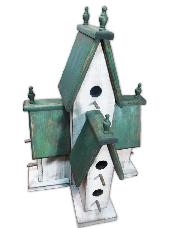 Casa de campo grande Red Manor Birdhouse desgastada interior exterior envejecida Foto 2 de 4