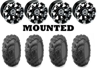 Kit 4 Maxxis Zilla Tires 28x10-12/28x12-12 on Moose 393X Black Wheels CAN