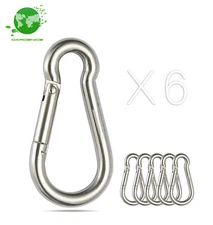 Stainless Steel Spring Snap Hook Carabiner 304 Stainless Steel Clips, Set of 6