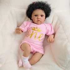 20" Black Realistic Cloth Body Infant Newborn Adorable Reborn Baby Dolls Toddler