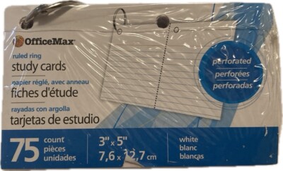 Office Max Ruled Ring Index Study Cards Flash Cards 75 Count