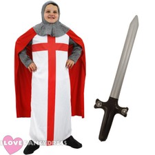 BOYS MEDIEVAL KNIGHT COSTUME CHILDS ST GEORGES DAY FANCY DRESS ENGLAND CRUSADER