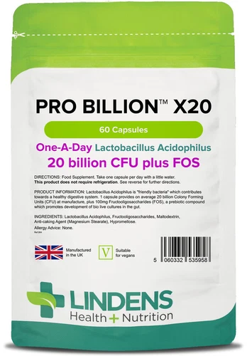 Lindens Probiotic Ultra 2-Pack 120 Capsules Acidophilus Huge 20 Billion Bacteria