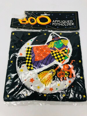 Appliqued Pot Holder Halloween Witch Decor for Kitchen Cute New NIP BIN 6 