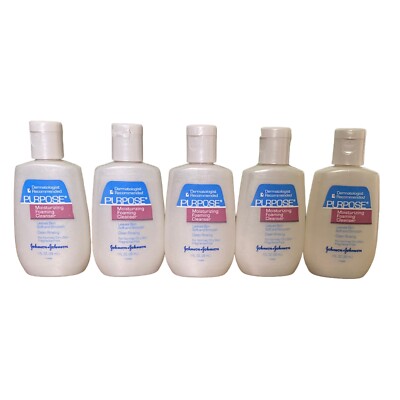 Lot of 5 Johnson & Johnson PURPOSE Moisturizing Foaming Cleanser, 1 Fl Oz Each