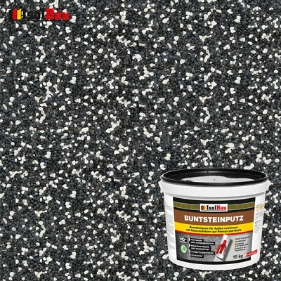ISOLBAU Buntsteinputz Mosaikputz BP33 (weiss, anthrazit, schwarz) 15kg Profi Qualität