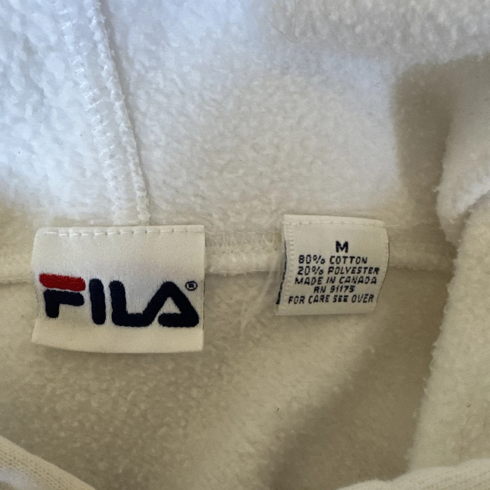 Sudadera con capucha blanca clásica para mujer FILA logotipo grande, talla M Foto 2 de 4