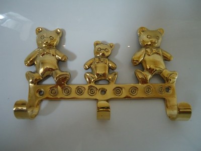 Teddybär Mantel oder Schlüssel Haken - Messing / Hundeleine / schönes Geschenk