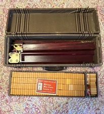 VTG Rare 1950’s MAHJONG Set 160 Tiles Original Case 4 Tile Racks Rule Book Heavy