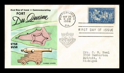 DR JIM STAMPS US COVER FORT DUQUESNE BICENTENNIAL FDC FLUEGEL CACHET
