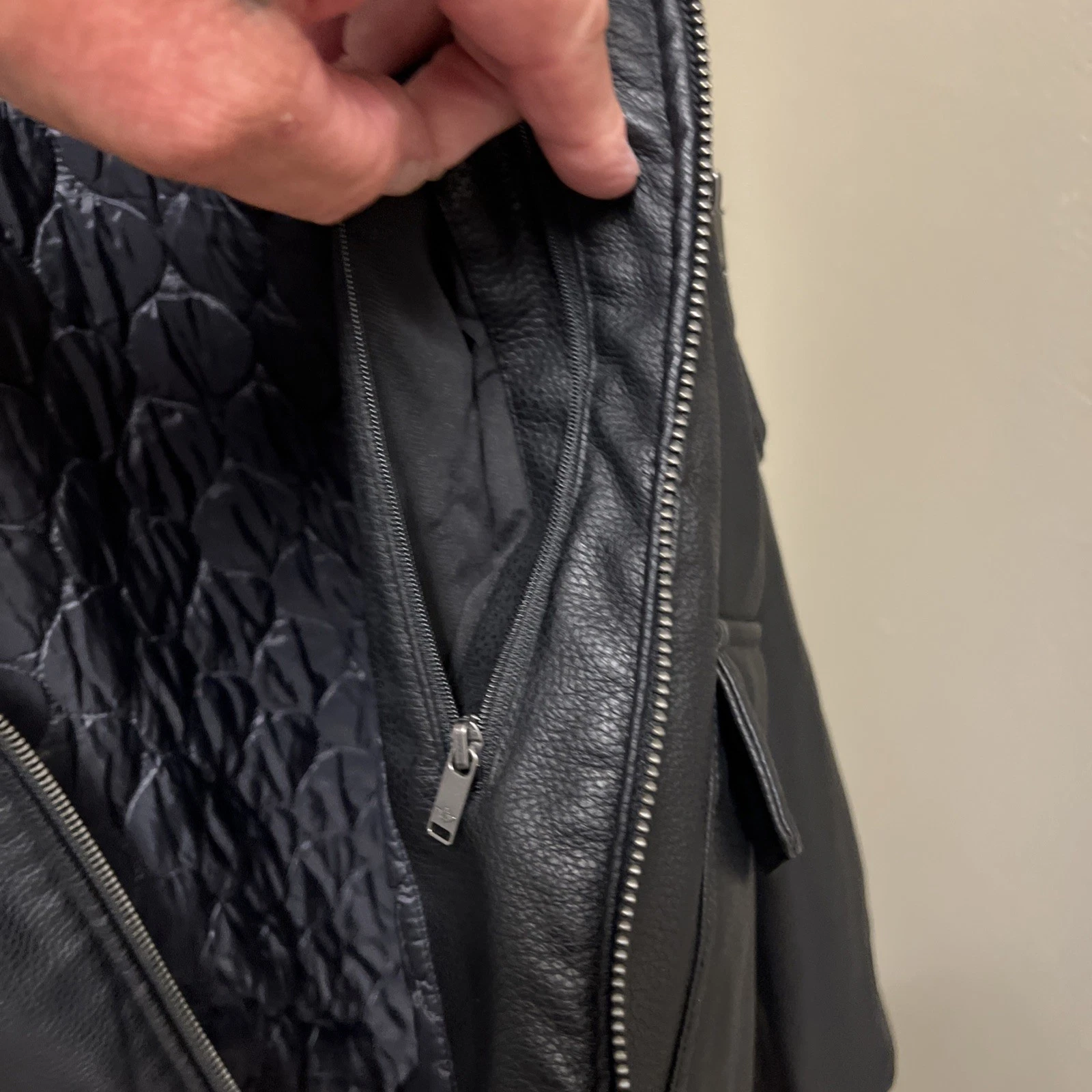 Dockers Mens Black Bomber Coat Jacket XXL Faux Leather Removable Fur Collar image 13