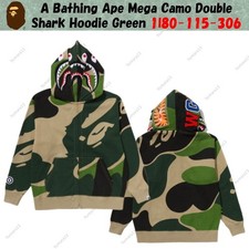 A Bathing Ape Mega Camo Double Shark Hoodie Green 1l80-115-306
