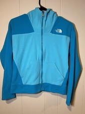 The North Face Girls Blue Hooded Jacket Size Large 14/16 Two Tone Turquoise