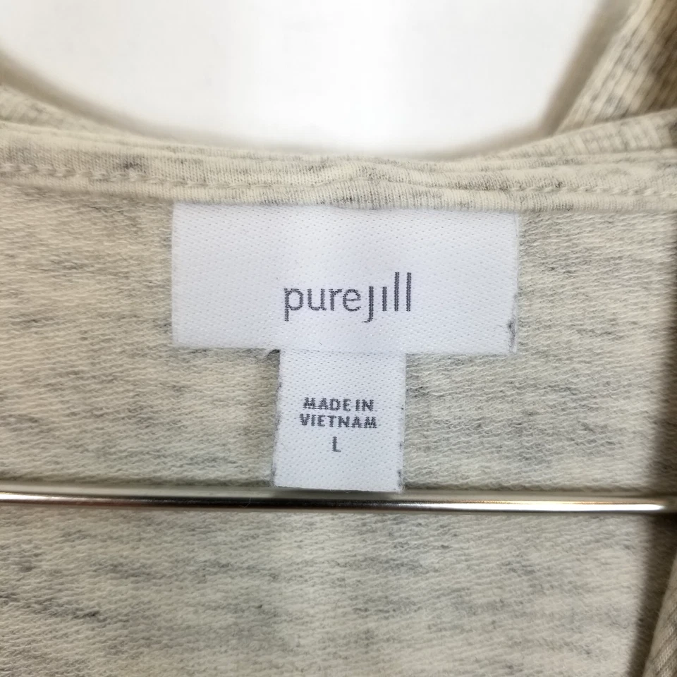 J.Jill Pure Jill Mujeres Pima Algodón Pullover Sudadera con Capucha Talla L Gris Sudadera Informal Foto 3 de 4