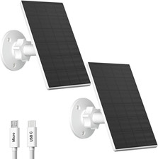 2W Solar Panel for Security Cameras 2 Pack Solar Charger with Micro USB USB-C