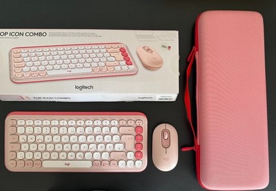 Logitech Pop Icon Combo Tastatur-Maus-Set DEU Rosa mit Tragetasche