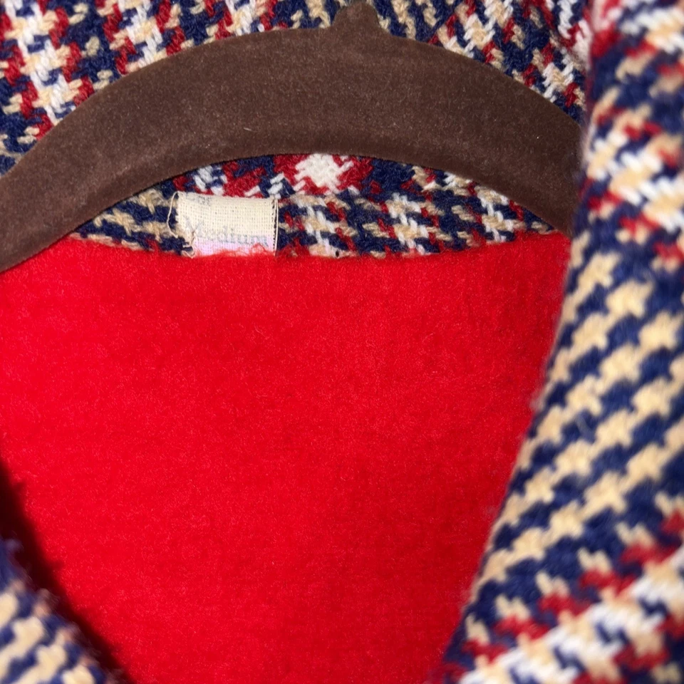 Винтажные женские шерсти клетку флиса с подкладкой плащ/шаль/пончо Sz Med - Изображение 3 из 4