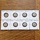 Lot of 8 silver Mercury Dimes, Choice XF 1935-D + 7 AU/BU 1940s common dates