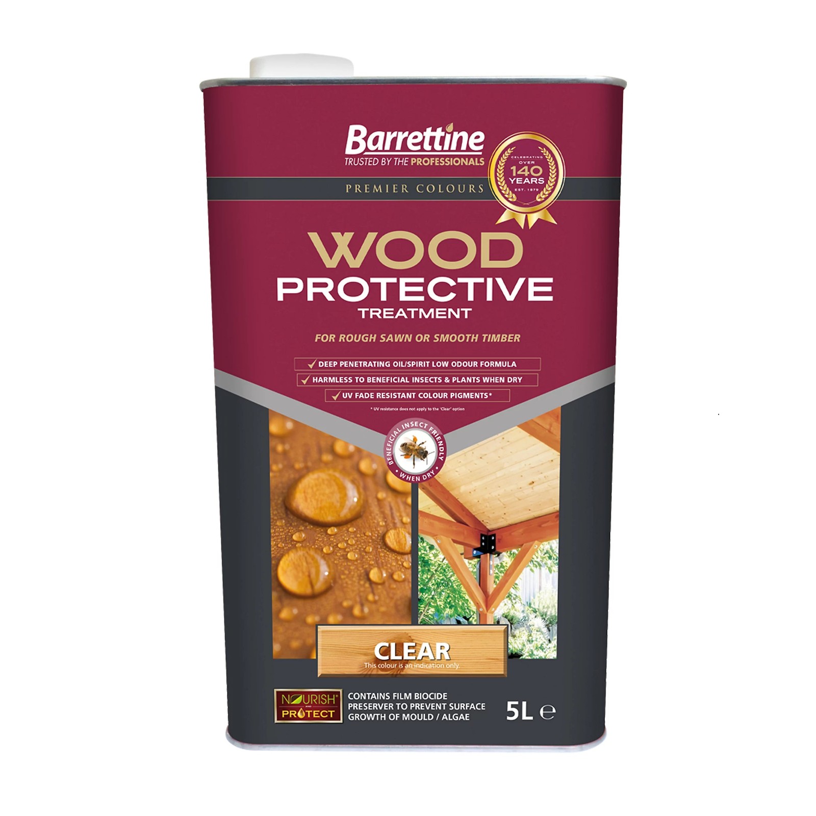 1x Barrettine Nourish and Protect Wood Protective Treatment 5Ltr