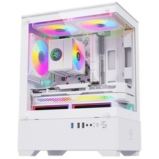 PC Case Gaming Micro-ATX White Compact Tower SNOWMAN