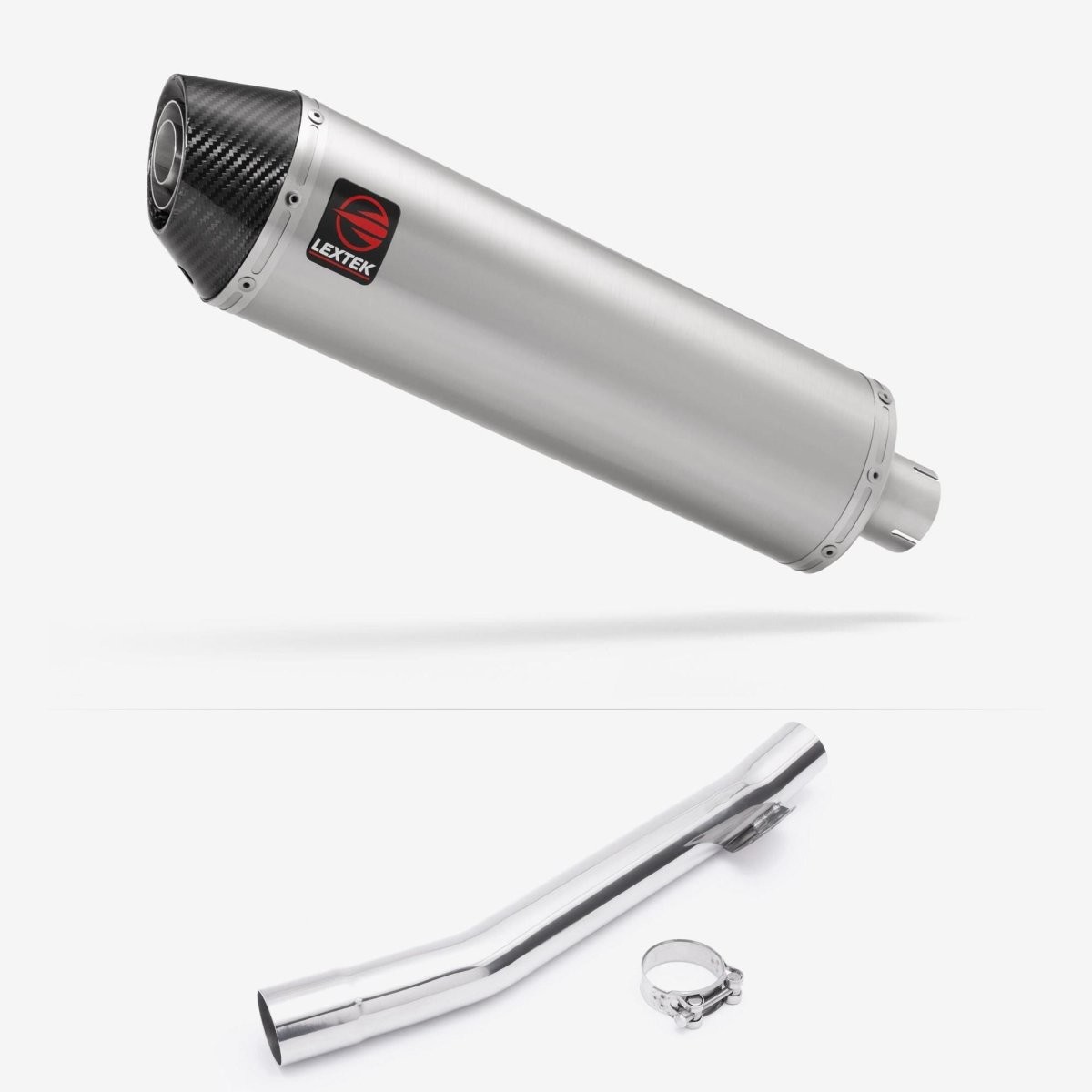 Lextek Stainless Steel RP1 Brushed 400mm Exhaust with Link Pipe Silencer Chrome