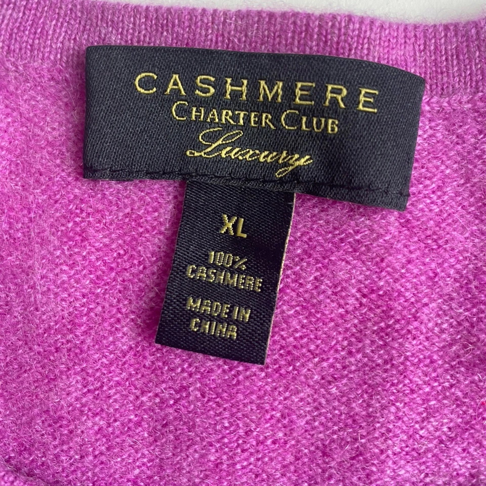 Suéter Charter Club 100 % cachemir para mujer XL púrpura de lujo cuello redondo suave Foto 2 de 4