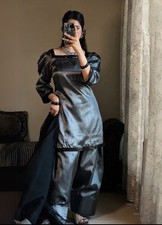 Shimmer Black Farshi Shalwar Kameez 3 Piece Eid Wedding Party S M L Xl Pakistani