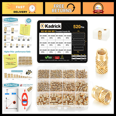 520Pcs Metric Brass Threaded Inserts Assortment Kit for 3D Printing, M2 M3 M4 M5