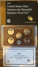 2011 America the Beautiful ATB Clad Proof Quarter 5 Coin Set w/ OGP & COA