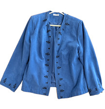 Dress Barn Women's 12/14 W Capsule blazer jacket medium blue faux suede