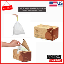 NINESTARS 8 Gal. to 10 Gal. Tall Kitchen Drawstring Closure Trash Bags, 30-Count