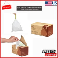 NINESTARS 8 Gal. to 10 Gal. Tall Kitchen Drawstring Closure Trash Bags, 30-Count