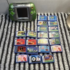 LeapFrog Leapster Learning Game System Green w/ 21 Games & Stylus. Works. READ