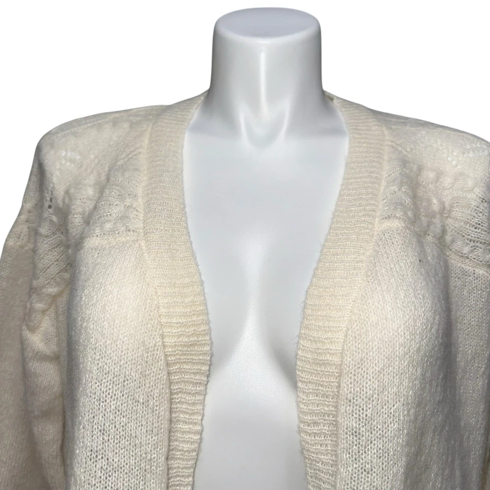 Cárdigan suéter Belle Du Jour para mujer Plus 2X marfil manga larga frente abierto Top Foto 2 de 4