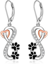 Paw Print Earrings for Women Sterling Silver Infinity Cat Dog Paw Jewelry Gifts