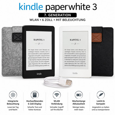 Amazon Kindle Paperwhite 3. Generation WLAN E-Reader 6 Zoll mit Beleuchtung