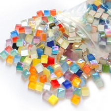 Square Glass Mosaic Tiles Translucent Glass Mosaic Tiles Small for Hobbyists