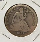 1862-S Seated Liberty Half Dollar Large S Good Condition