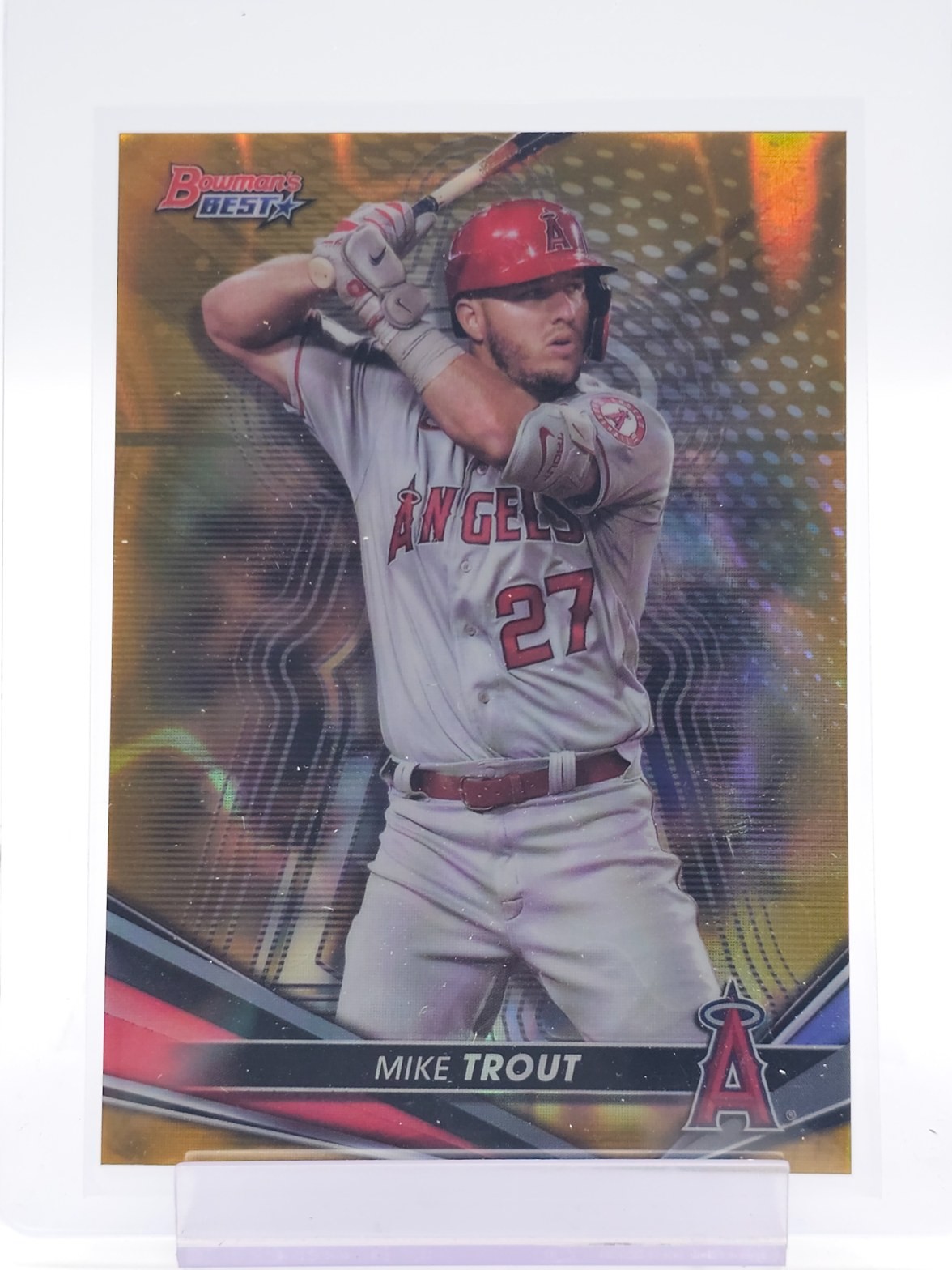 MIKE TROUT 2022 BOWMAN'S BEST GOLD LAVA REFRACTOR #14 ANGELS /75 Q2754
