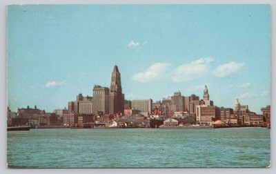 Baltimore Skyline & Inner Harbor Postcard by D.E. Traub Vintage